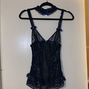 😋 2 for $20 Navy Blue Lace Chemise & Garter